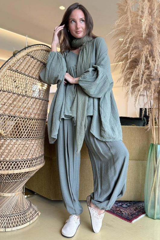 Suri Cushion Cotton Artist Smock Khaki /15=